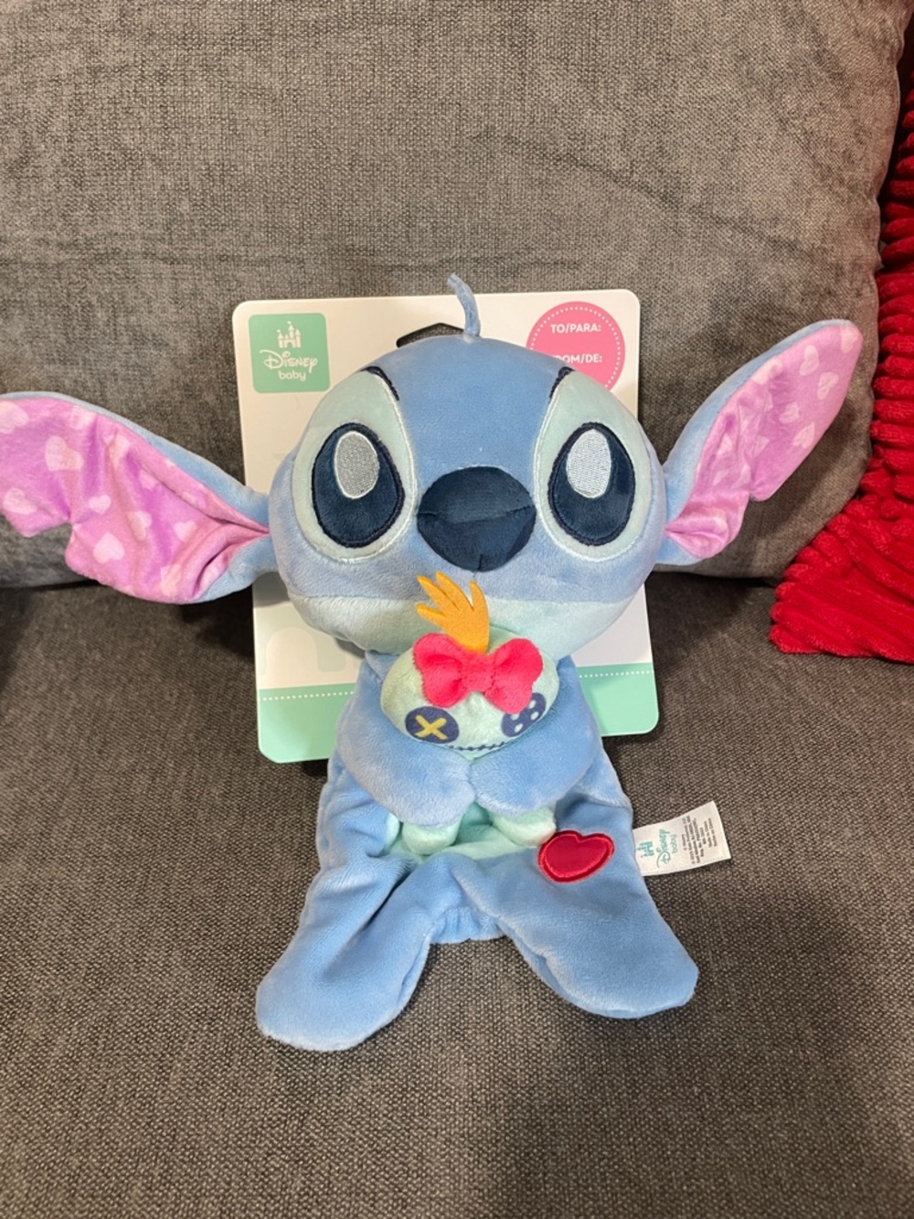 Disney Stitch Blue Plush Lovey with Navy Appliqué